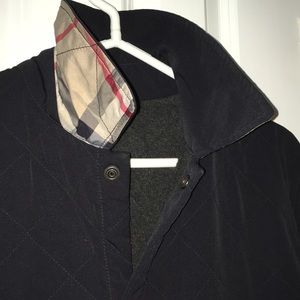 Burberry London men's navy quilted long coat